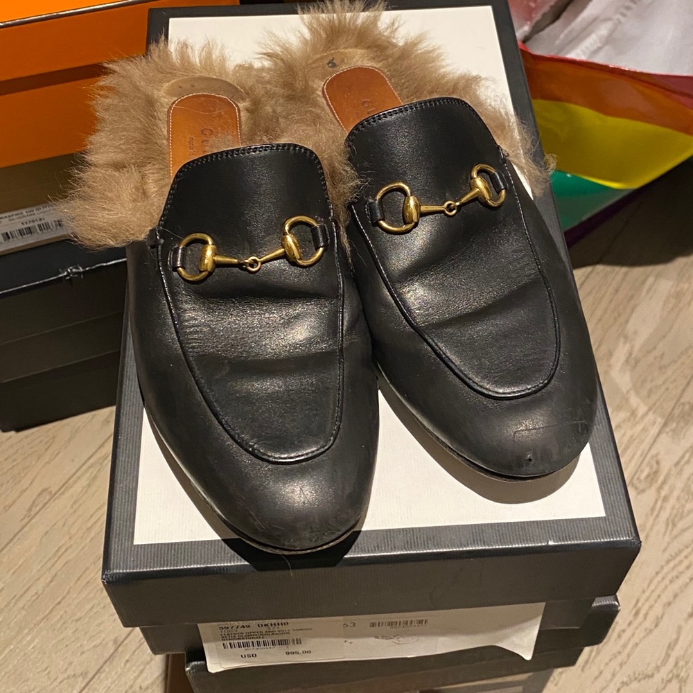 GUCCI Black Princetown Slip-On Loafers | Size 37.5